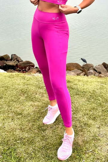 Calça Legging Fitness com bolso lateral - Cor Rosa Pink