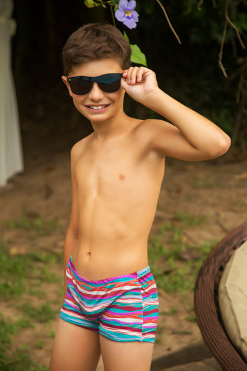 Sunga Infantil Masculina - Estampa Família, Modelo Boxer/tradicional
