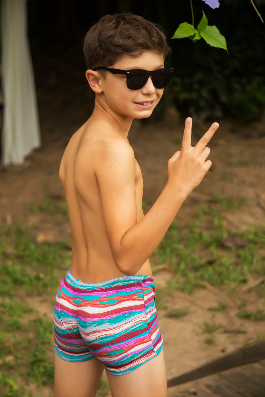 Sunga Infantil Masculina - Estampa Família, Modelo Boxer/tradicional
